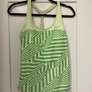 Nike Lime green and White Drfit Patterned Tank Top